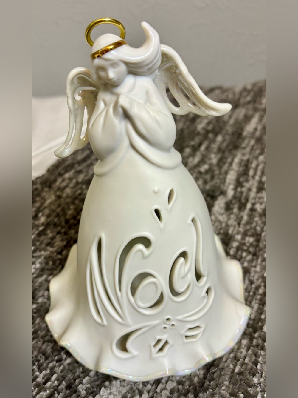 Enesco Spirituelle white Angel candle holder Gold Halo - Holiday Décor